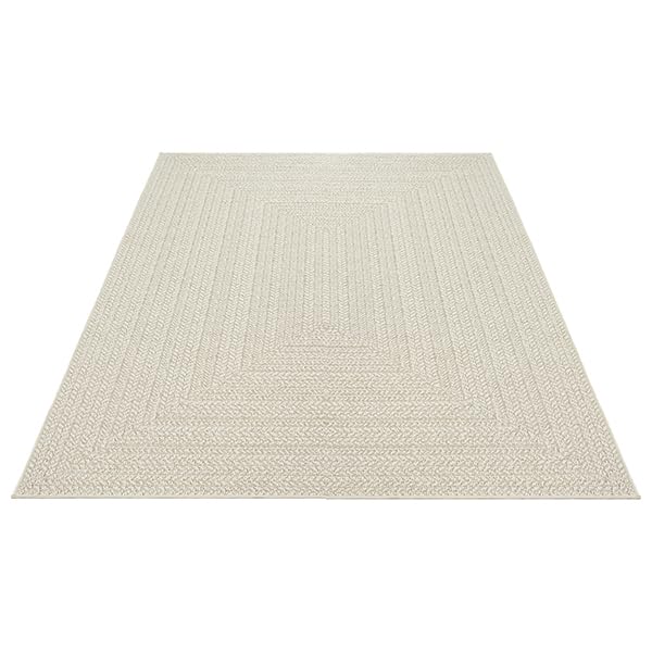the carpet Kansas - Alfombra para Exterior e Interior con Aspecto de Yute Natural, Resistente a la Intemperie, Apta para Patio y jardín, Crema, 200 x 290 cm