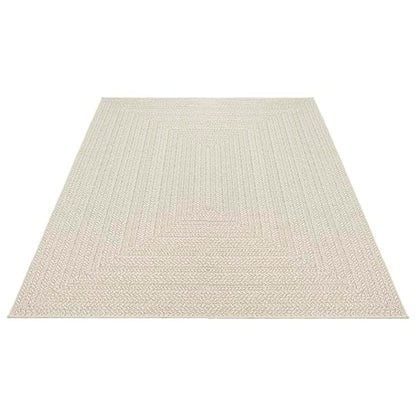 the carpet Kansas - Alfombra para Exterior e Interior con Aspecto de Yute Natural, Resistente a la Intemperie, Apta para Patio y jardín, Crema, 200 x 290 cm