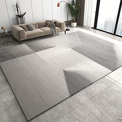 Machine Washable Rugs 160cm x 230cm Modern Design Rugs Living Room Extra Large Size Soft Touch Short Pile Style Carpet Area Rugs Non Shedding White Gray Abstract Gradient Pattern