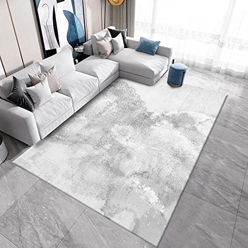 Ultra Soft Floor Carpet, 200cm x 290cm Modern Living Room Carpet Mat For Bedroom Large Area Rug Hallway Kitchen Extra Large Size Short Pile Rug White Gray Abstract Pattern Rug