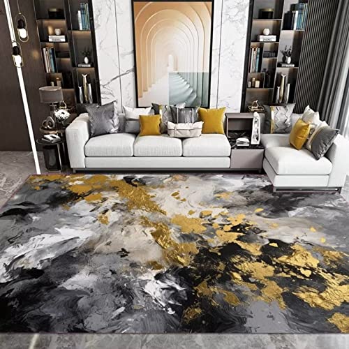 Ultra Soft Floor Carpet, 200cm x 290cm Modern Living Room Carpet Mat For Bedroom Large Area Rug Hallway Kitchen Extra Large Size Short Pile Rug Gray Black Abstract Pattern Rug