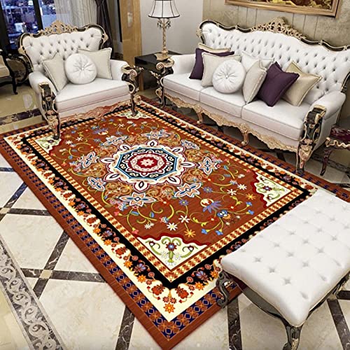 Area Rugs 200cm x 290cm Fluffy Shaggy Rug Anti-Slip Carpet Mat Living Room Large Area Rugs Modern Floor Bedroom Extra Large Size Non Shedding Black Blue Brown Persian Print Rug