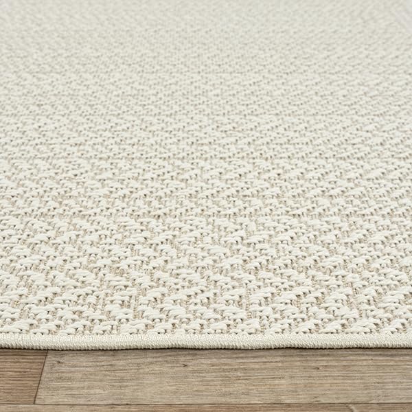 the carpet Kansas - Alfombra para Exterior e Interior con Aspecto de Yute Natural, Resistente a la Intemperie, Apta para Patio y jardín, Crema, 200 x 290 cm