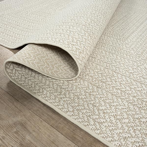 the carpet Kansas - Alfombra para Exterior e Interior con Aspecto de Yute Natural, Resistente a la Intemperie, Apta para Patio y jardín, Crema, 200 x 290 cm