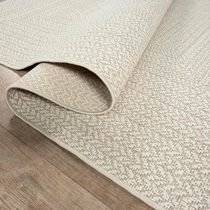 the carpet Kansas - Alfombra para Exterior e Interior con Aspecto de Yute Natural, Resistente a la Intemperie, Apta para Patio y jardín, Crema, 200 x 290 cm