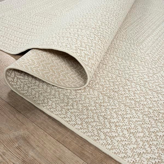 the carpet Kansas - Alfombra para Exterior e Interior con Aspecto de Yute Natural, Resistente a la Intemperie, Apta para Patio y jardín, Crema, 200 x 290 cm
